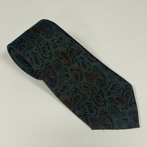 Vintage Ermenegildo Zegna Green Paisley Silk Tie Luxury 3.5" Made in Italy 56"‎